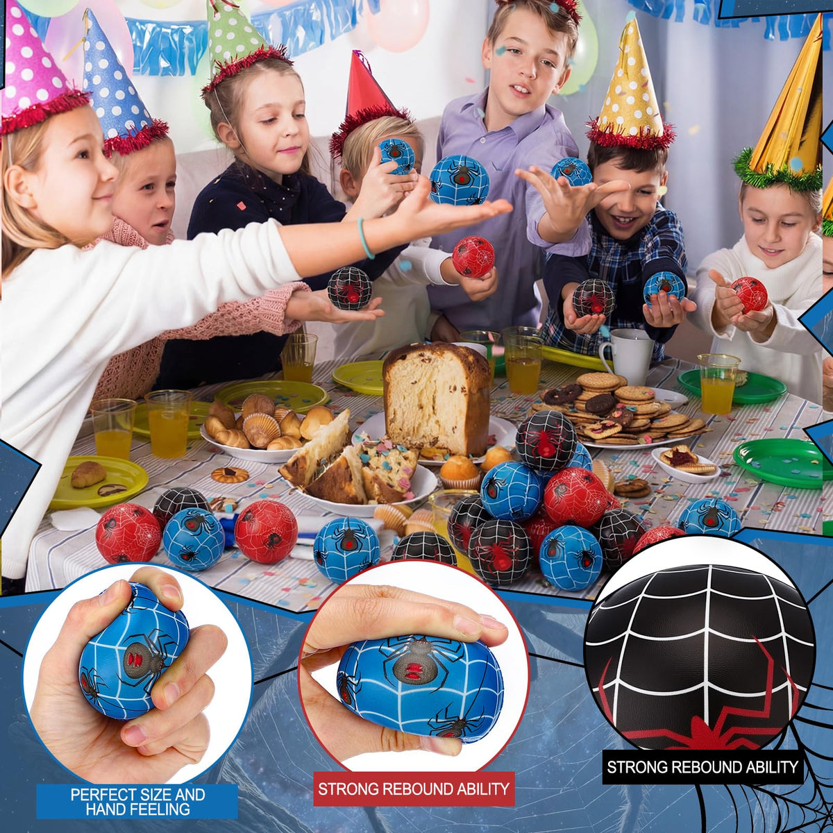 JolliLudo spider stress balls set offers versatile party favors and desk relief.