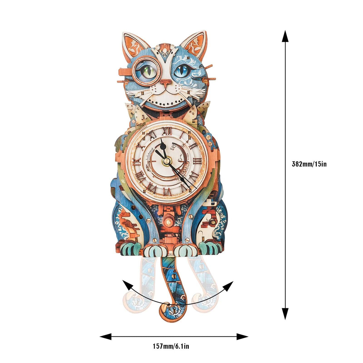 Jollitot home decor cat clock puzzle blends playfulness with elegant design