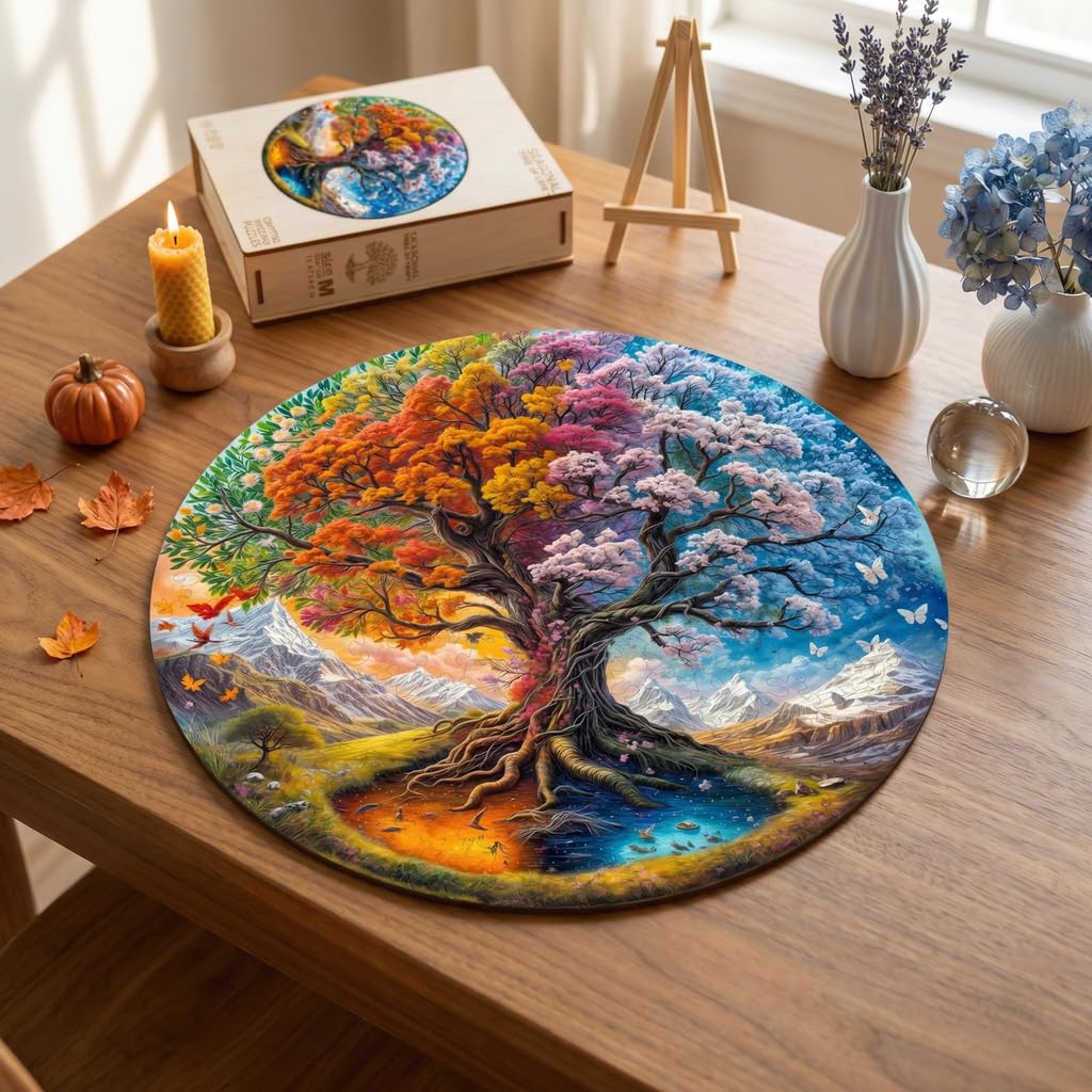Jollitot room decor idea featuring the round Tree of Life puzzle on a wall.