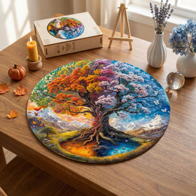 Jollitot room decor idea featuring the round Tree of Life puzzle on a wall.