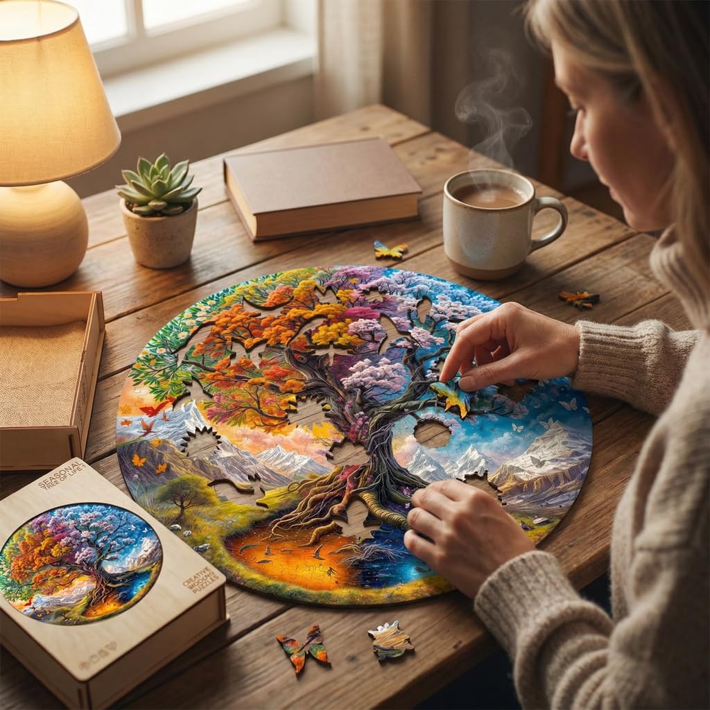 Close-up of Jollitot Tree of Life round puzzle colors showing UV-resistant hues.