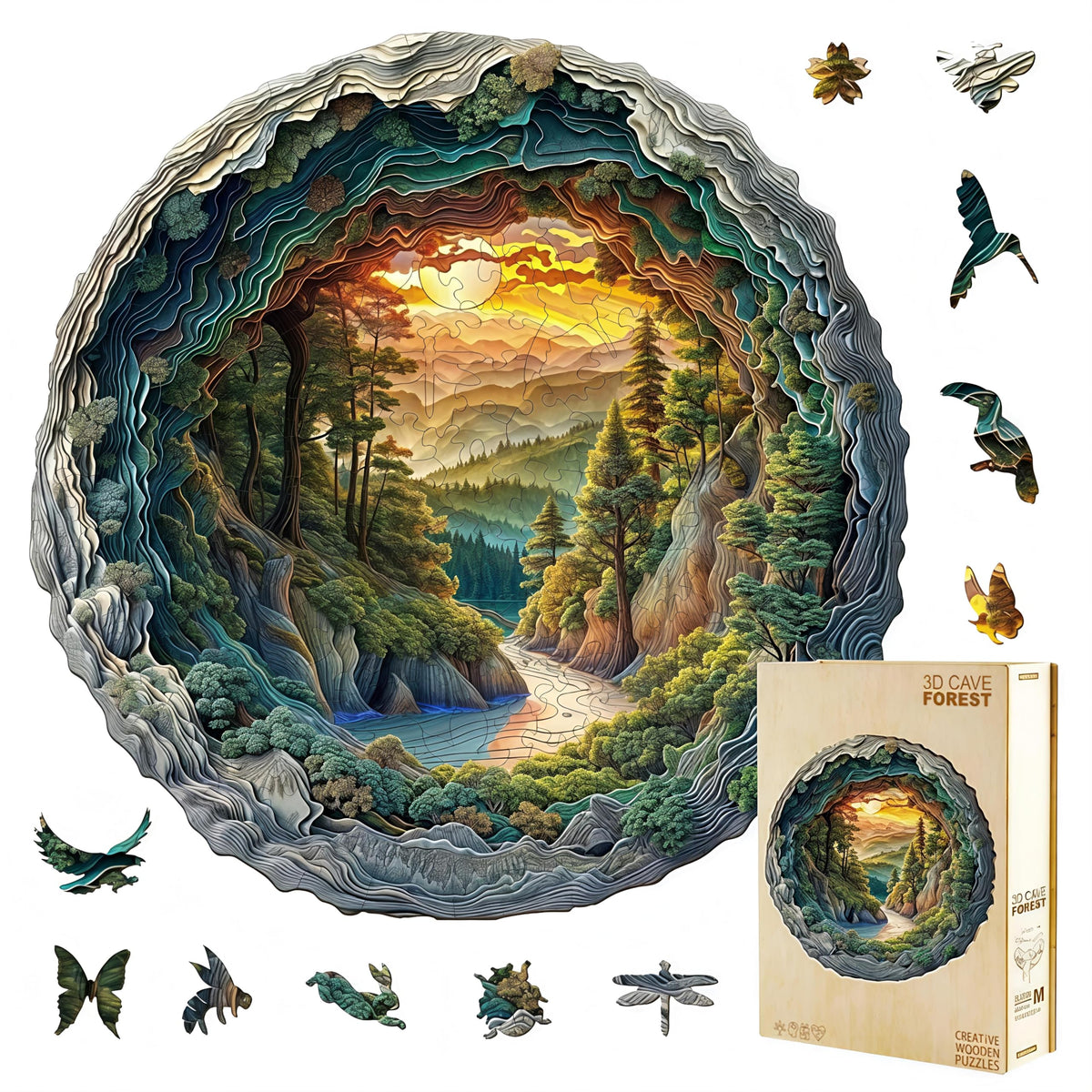 Jollitot 3D cave forest puzzle shows immersive wall art for the living room