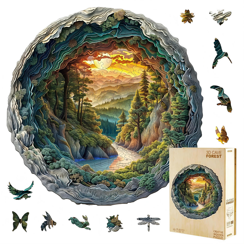 Jollitot 3D cave forest puzzle shows immersive wall art for the living room