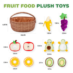 Jollybaby plush fruit basket with detachable handle simplifies cleanup.