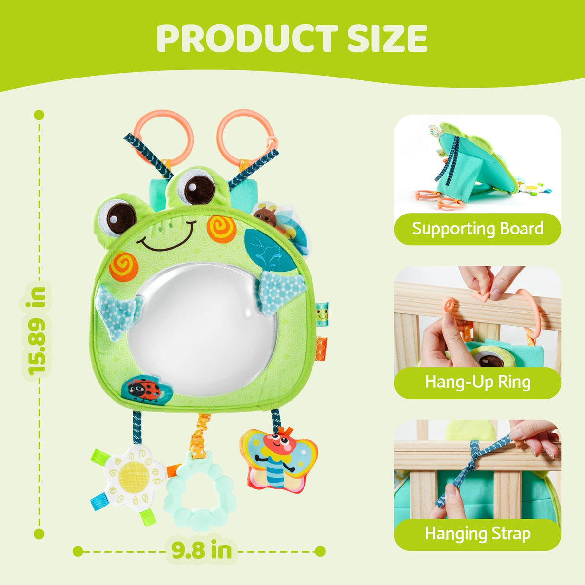 Jollybaby frog multi-scene hanging design for carts.