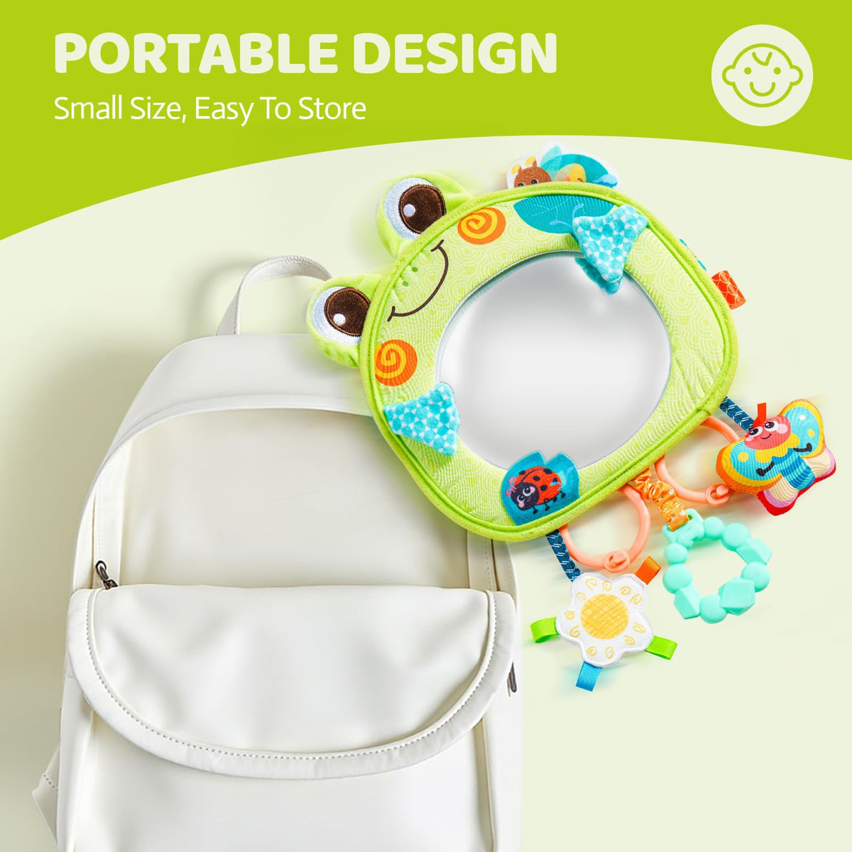 Jollybaby frog travel-compact fold fits diaper bag.