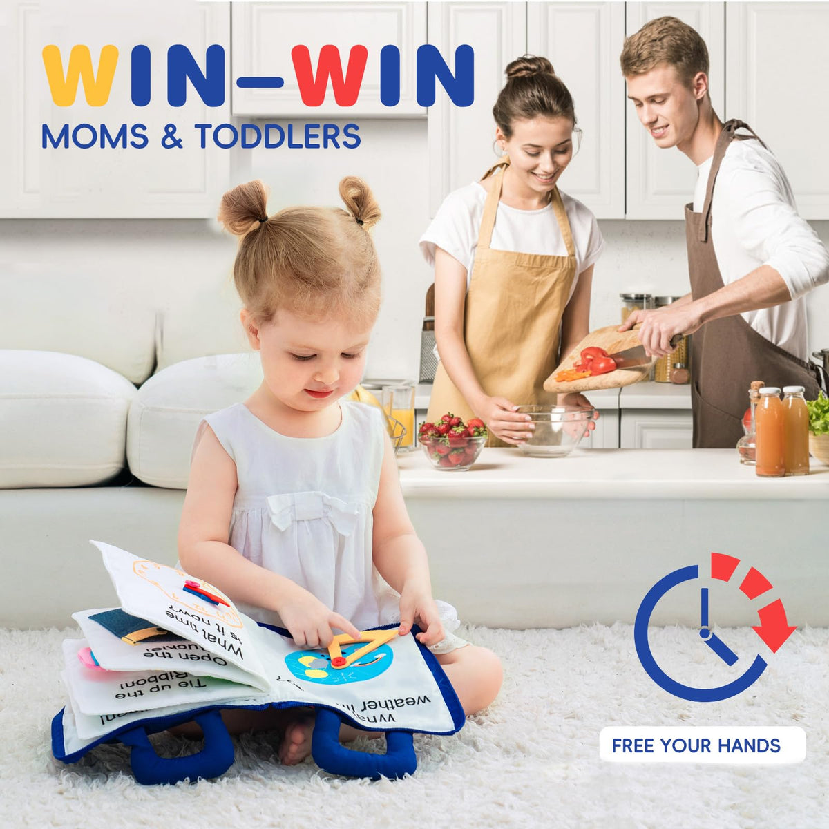 Jollybaby Montessori activities-daily-life set encourages language and imagination during reading