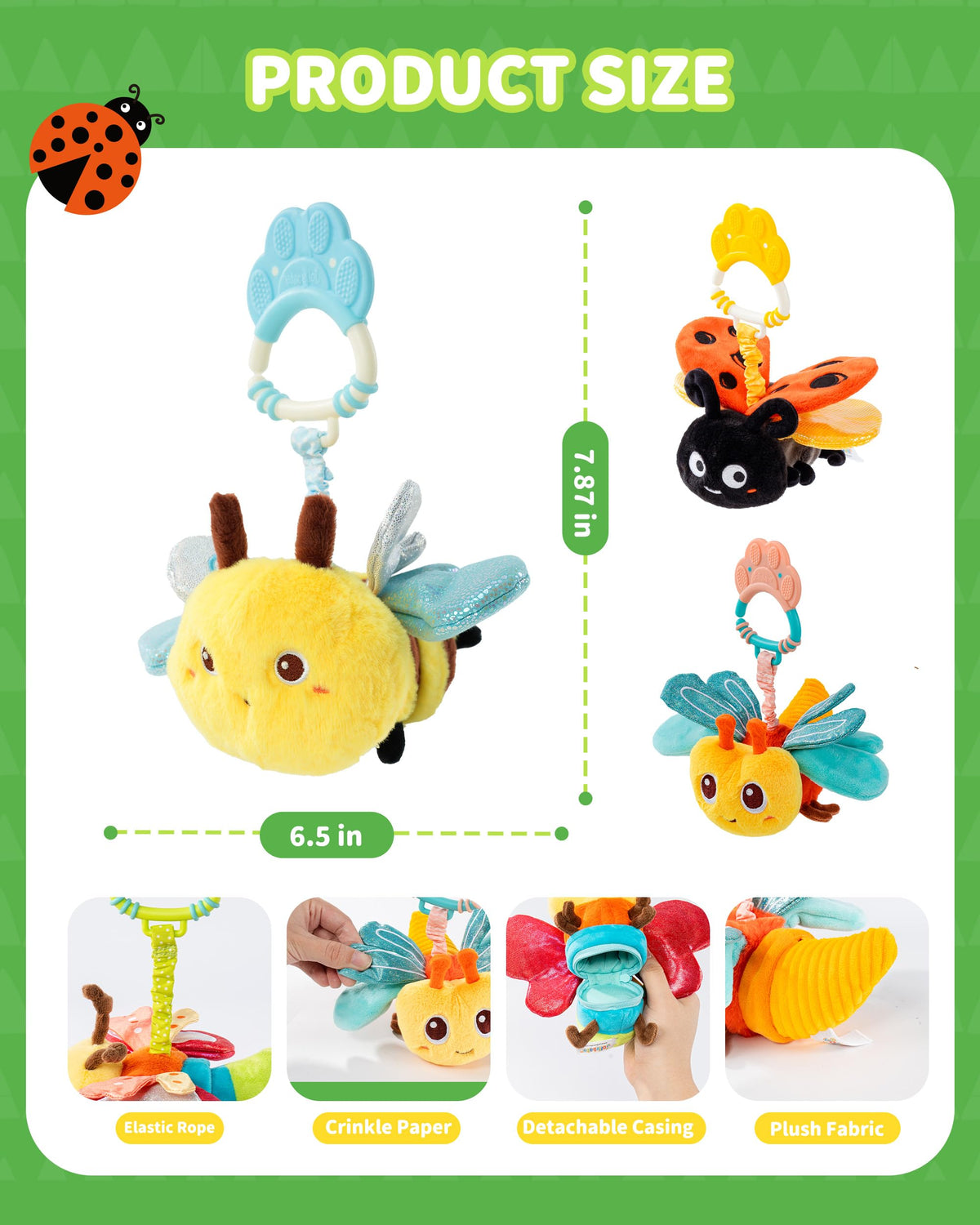 Jollybaby dragonflies toy made with non-toxic fabrics for safe baby snuggles