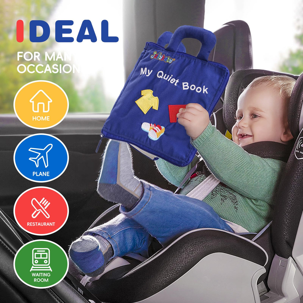 Jollybaby portable-zipper-handbag-design keeps the busy book handy while traveling