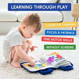 Jollybaby quiet book pages-scene-play demonstrates daily life activities for fine motor practice
