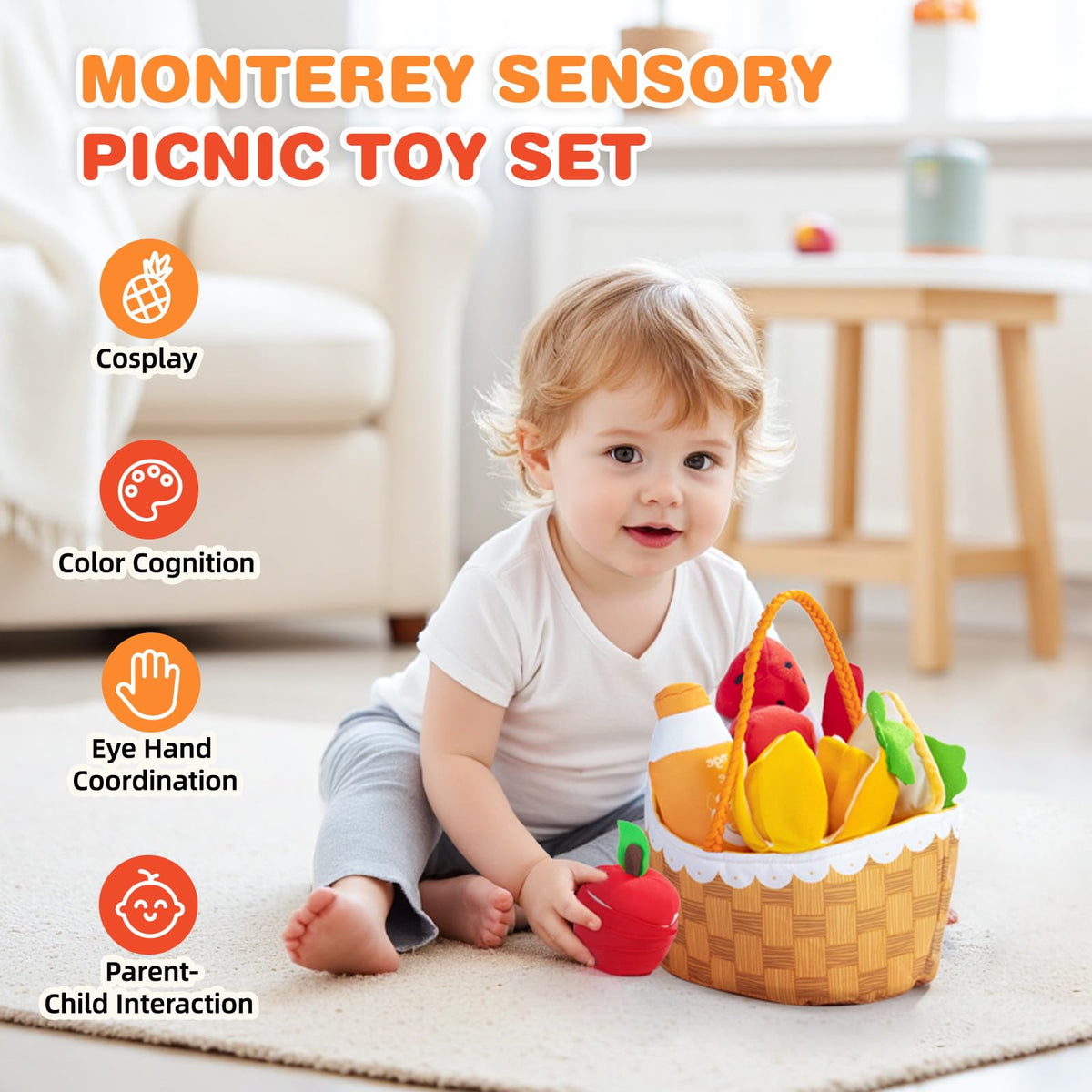 Jollybaby realistic sandwich pieces invite imaginative meals and hand-eye coordination during play.
