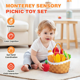 Jollybaby realistic sandwich pieces invite imaginative meals and hand-eye coordination during play.