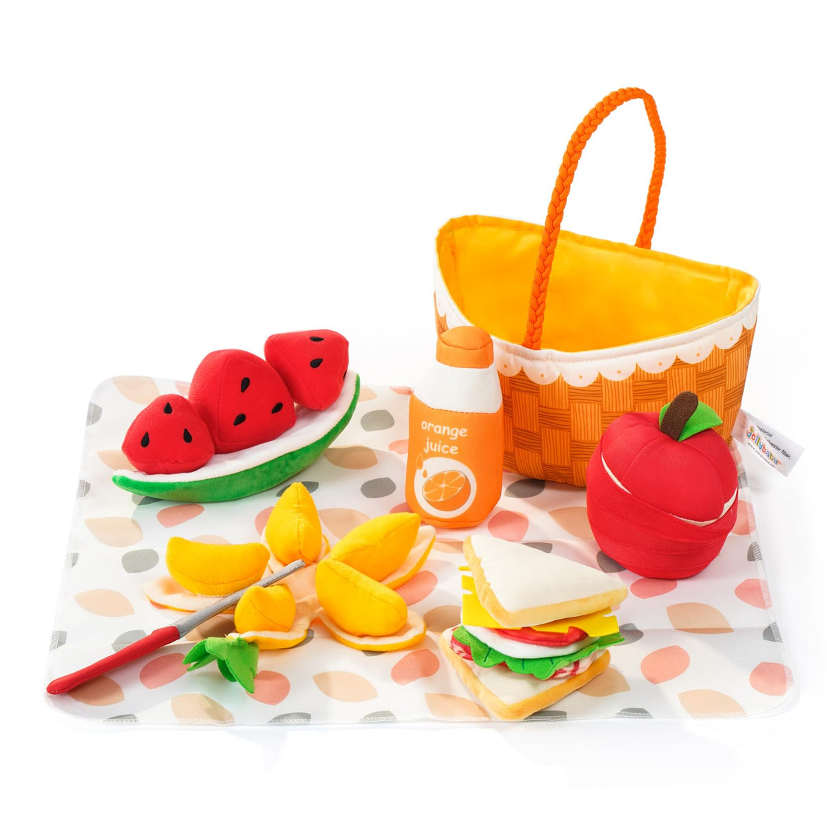 Jollybaby soft picnic basket cutting toys showcase versatile pretend play and fine motor skills.