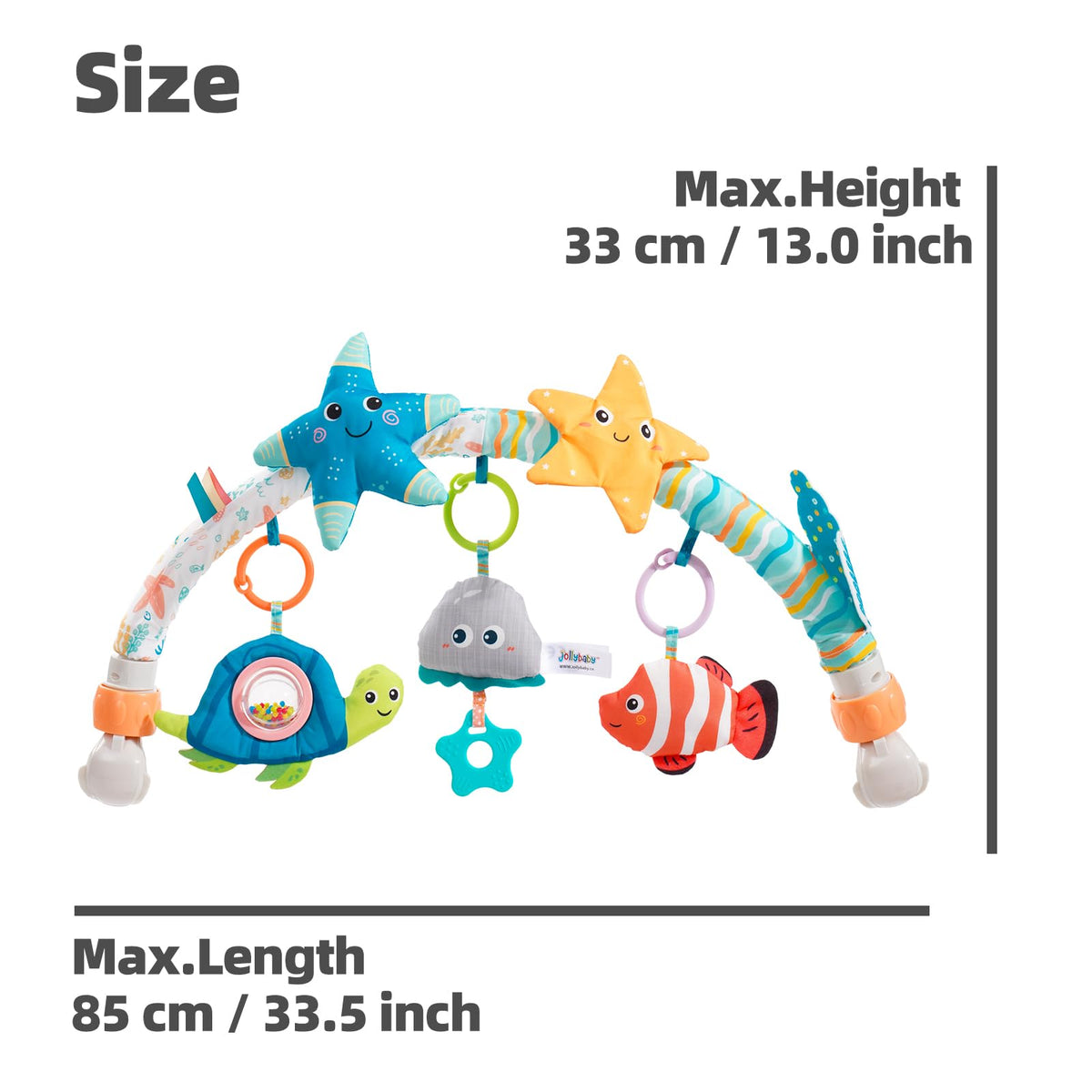 Jollybaby sea-themed arch is travel-friendly for newborns to toddlers.