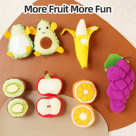 Jollybaby banana plush invites fine motor play through sorting and pretend slicing