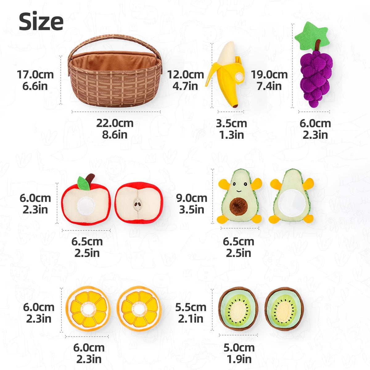 Jollybaby grape plush with basket enhances sorting and cooperative play