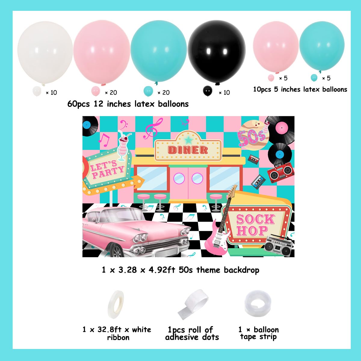 Jollyboom 50s party set suits indoor and outdoor celebrations