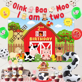 Jollyboom farm animal backdrop, 3x5 ft, ideal for memorable party photos.