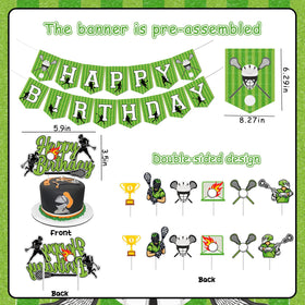 Jollyboom Lacrosse birthday banner; pre-assembled for quick setup.