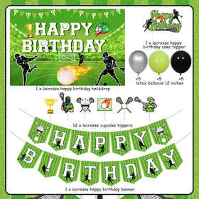 Jollyboom Lacrosse party decor set; cohesive theme with minimal effort.