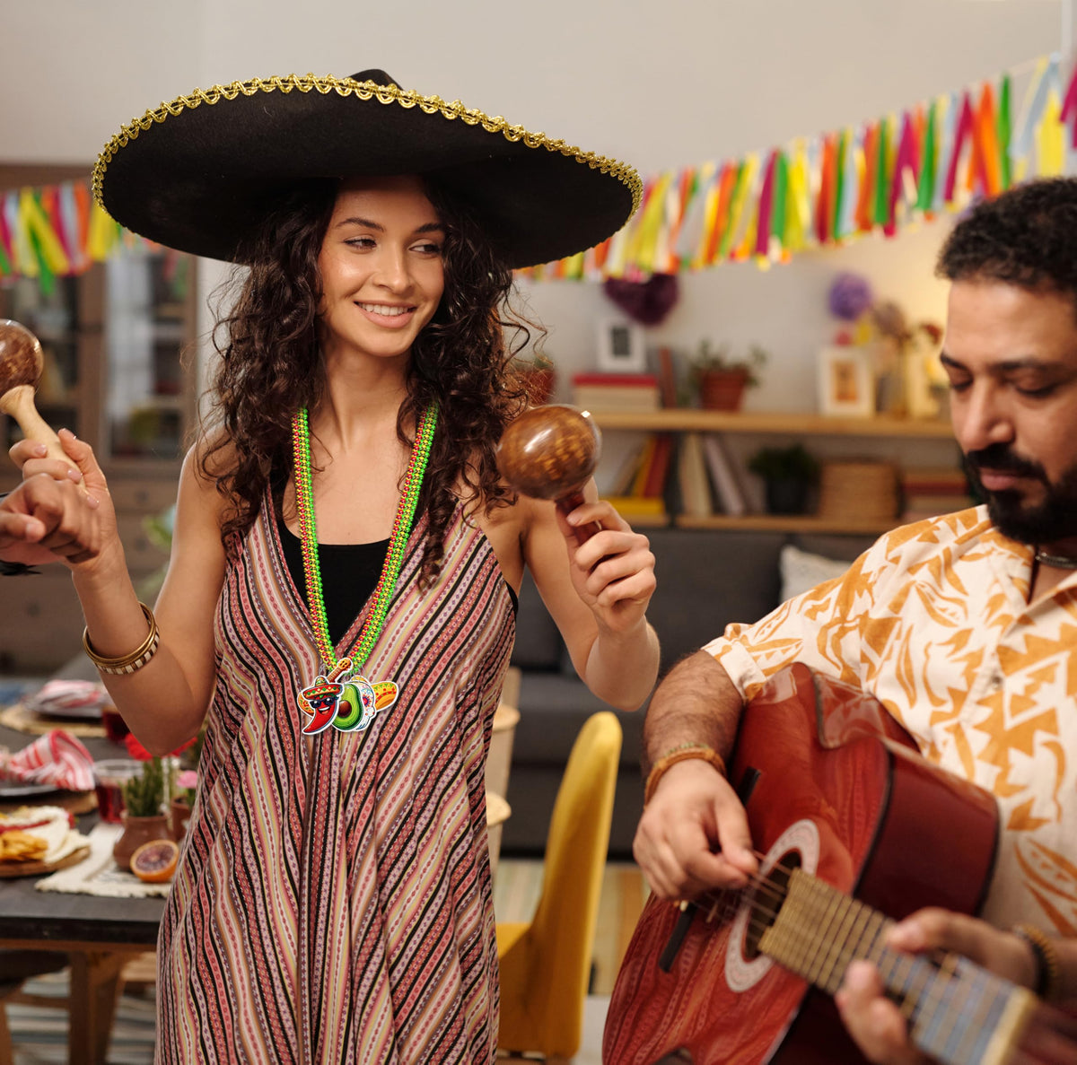 Jollylife necklace featuring taco design enhances party styling and photo moments