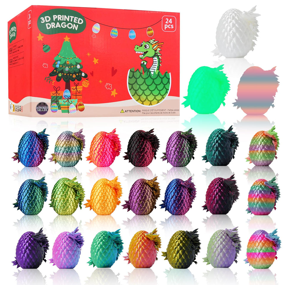 JOMBY 24-piece dragon eggs collection shows vibrant shells for display and gifting.