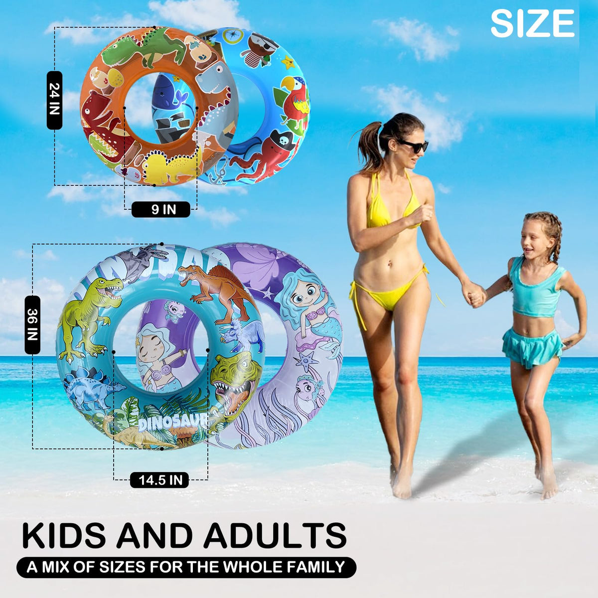 Jomi & Jolly 4-pack pool floats folded for easy storage