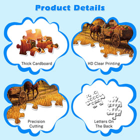 Jomzuci 4-pack 100-piece puzzle showcases autumn farm harvest for cozy autumn evenings