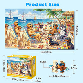 Jomzuci Laundry Day 100-piece puzzle—humorous dogs for family bonding and dexterity