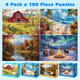 Jomzuci 4-Pack Summer Beach Chair puzzle, relaxed outdoor vibe for mindful focus.