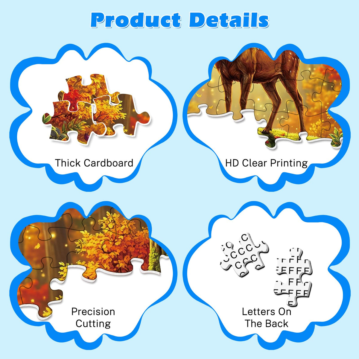 Jomzuci deer 100pc puzzle, Forest scene enhances patience and dexterity in seniors.