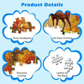 Jomzuci deer 100pc puzzle, Forest scene enhances patience and dexterity in seniors.