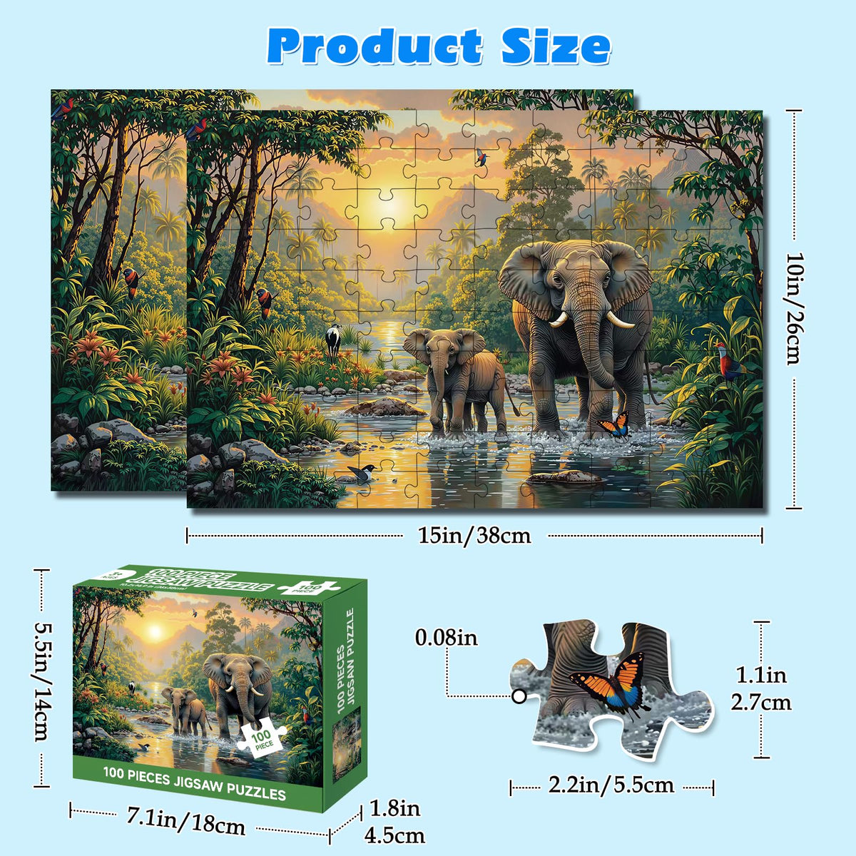 Jomzuci eagle 100pc puzzle, snowy scene supports steady grip and problem-solving.
