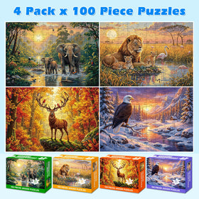 Jomzuci elephants 100pc puzzle, vivid colors inspire immersive family learning and cooperation.