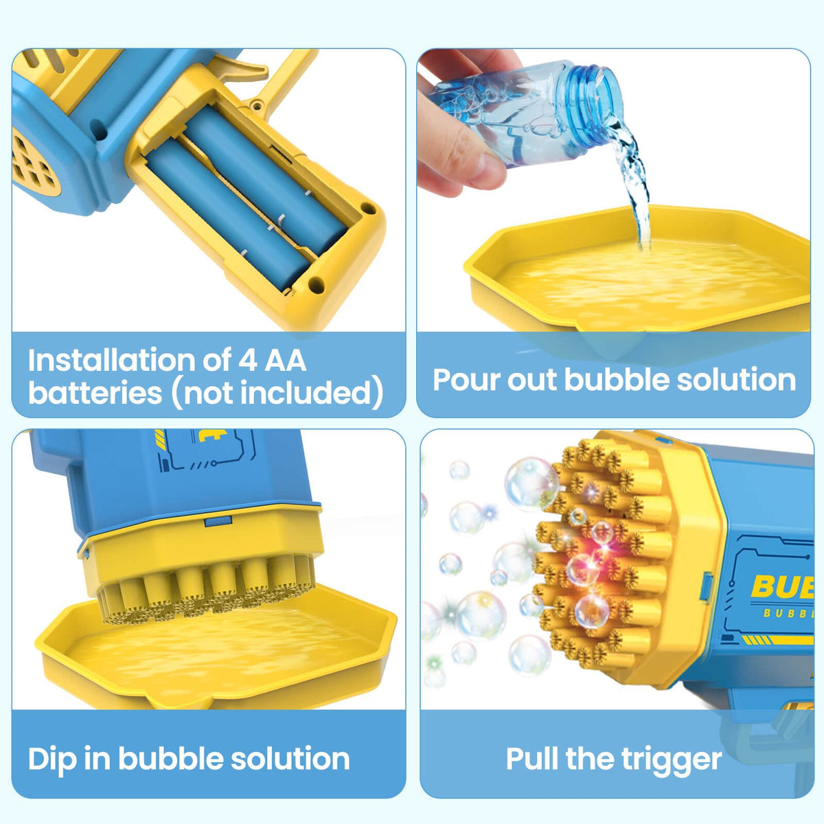 JONEG easy pull-trigger promotes imaginative bubble play for kids