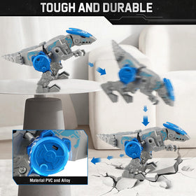 JONEG multi-form play as robot dinosaur transitions between modes.