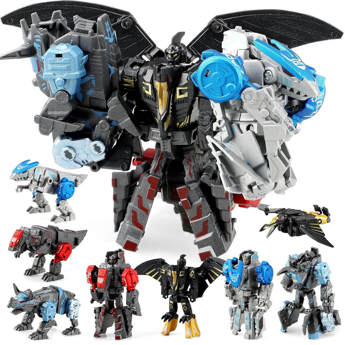 JONEG Transforming Robot Dinosaur showing 11 modes for creative play.