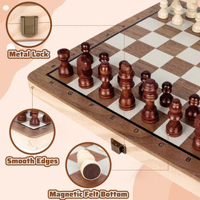 Joneytech folding board with built-in storage keeps pieces organized.