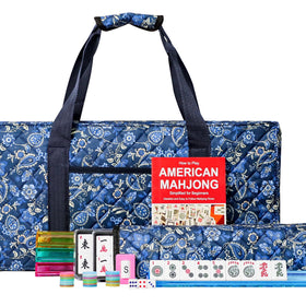 Jongyance American Mahjong set with blue carrying bag for easy transport and storage