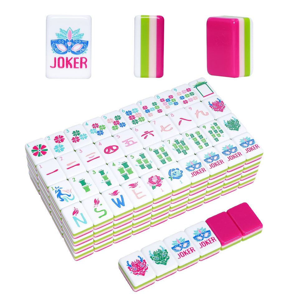 Jongyance American Mahjong tiles 4-layer set showcases durable acrylic construction for regular play.