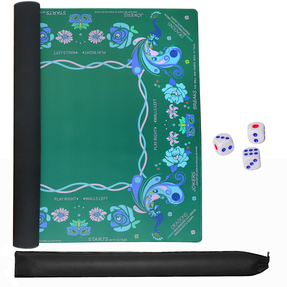 Jongyance mat supports mahjong, poker, dominoes, and more