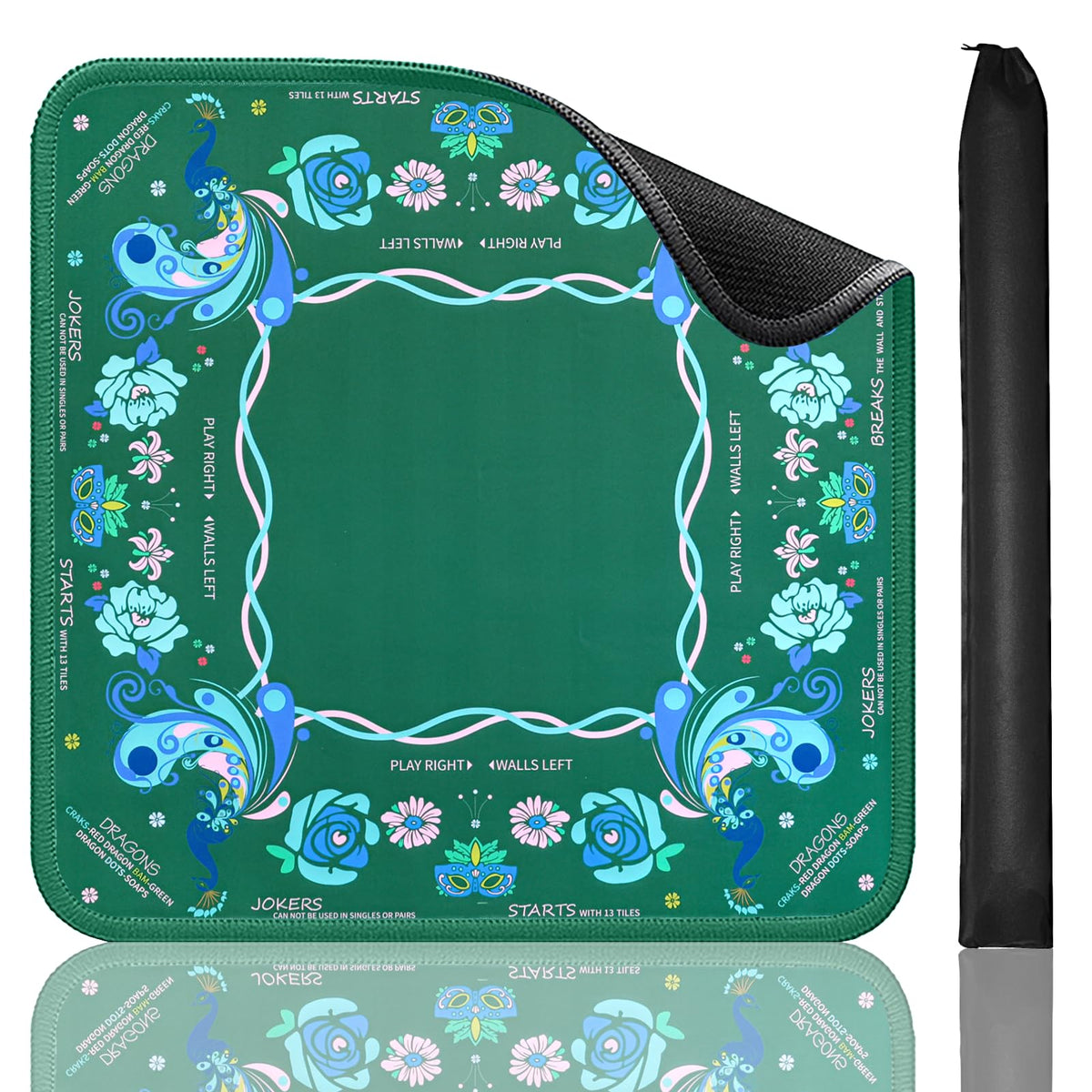 Jongyance mahjong mat with green pattern enhances game aesthetics and setup