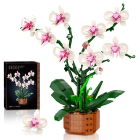 Joniuuca orchid building blocks set with LED light showing a lifelike glow for elegant decor