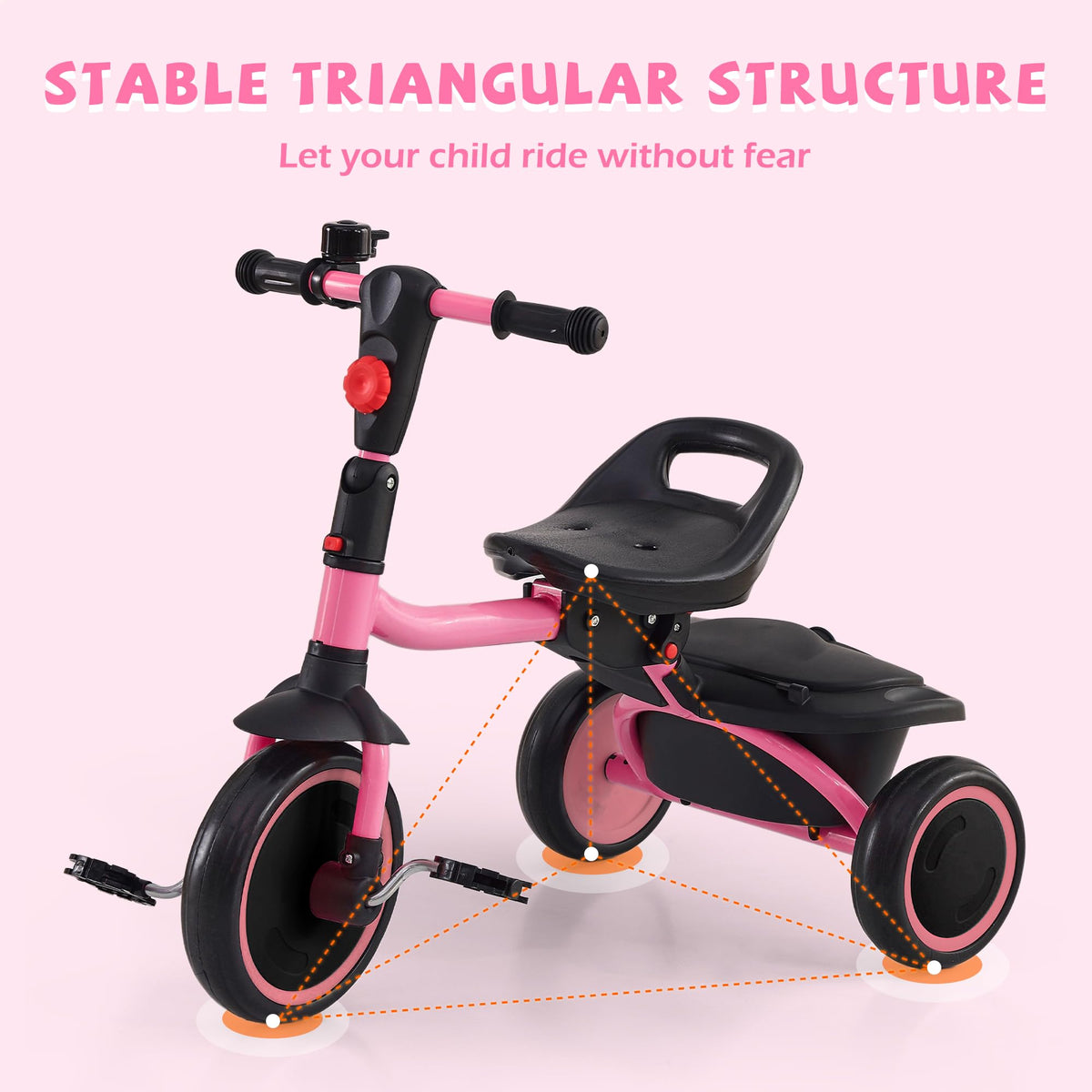 JooKiddie Tricycle age range graphic highlights 18 months to 5 years