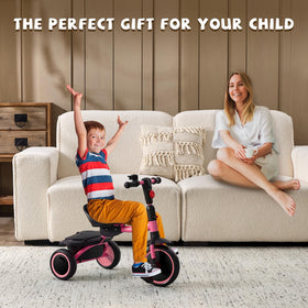 JooKiddie Tricycle seat adjustment in four positions ensures comfort
