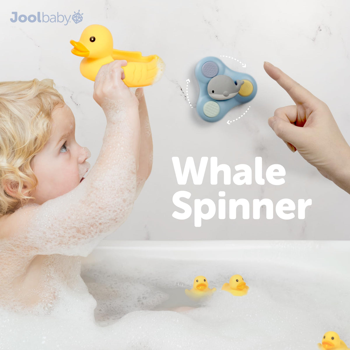 Jool Baby mesh storage bag with suction cups keeps toys organized and dry