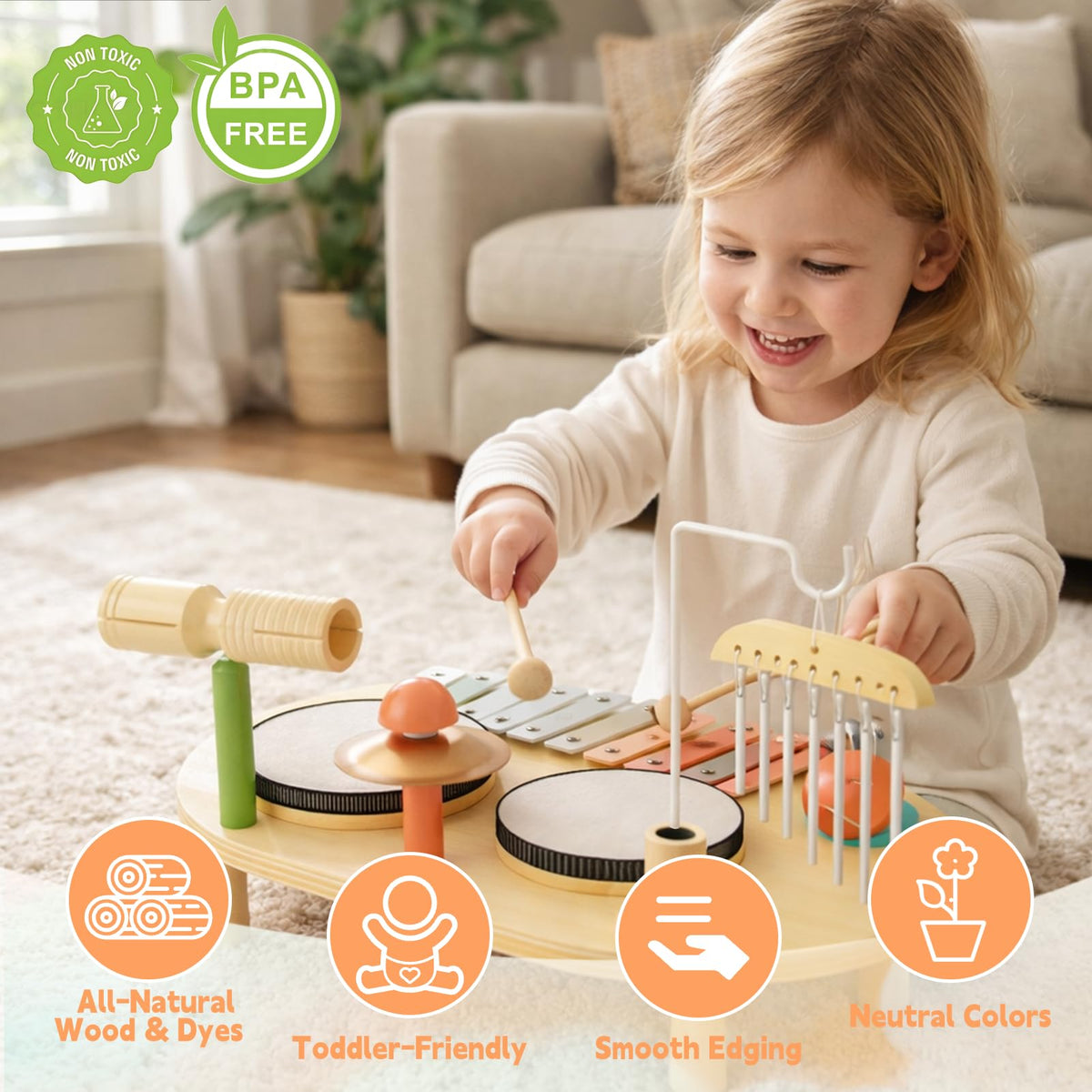 JOOMLAFLY baby drum set wind chime adds gentle melody