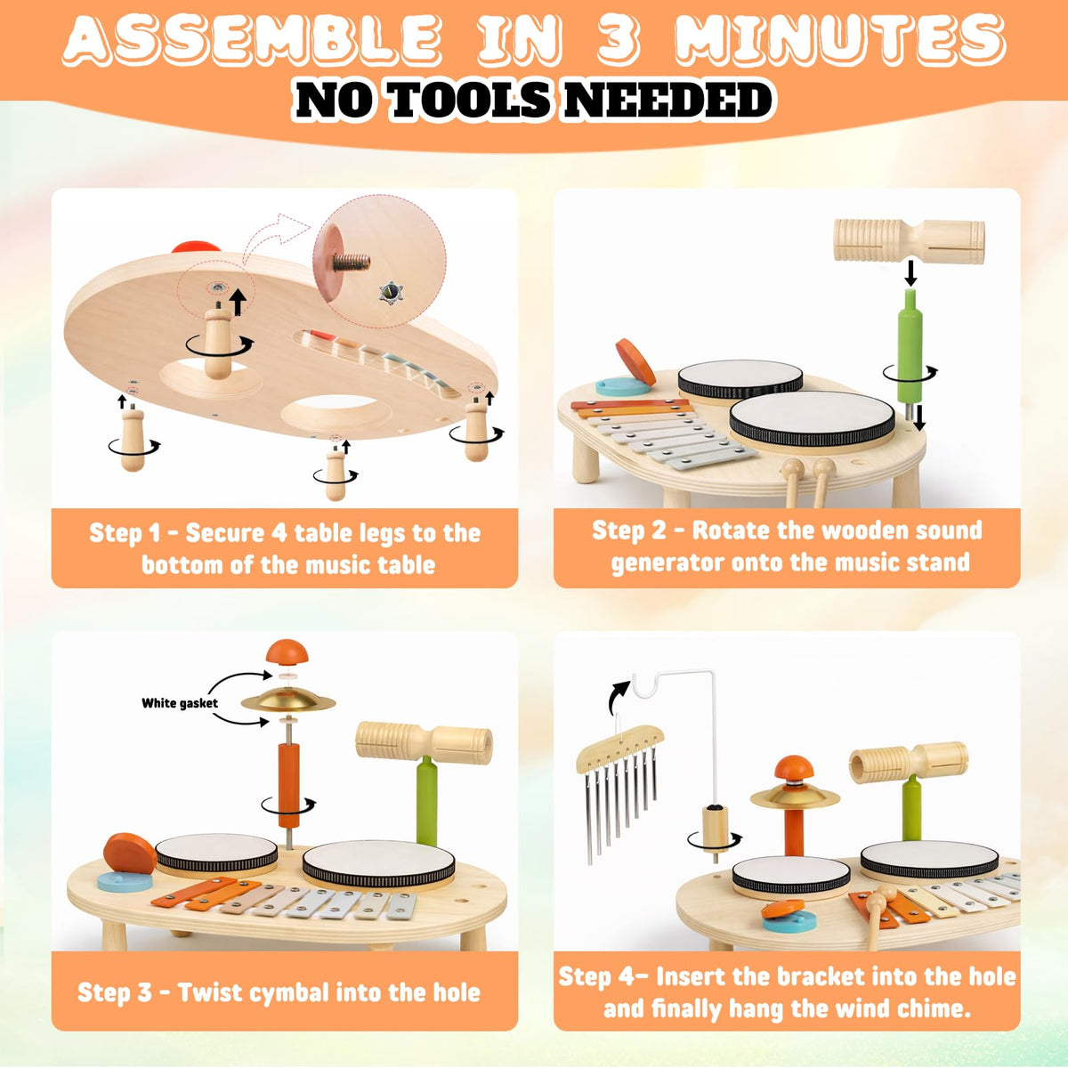 JOOMLAFLY baby drum set wood grain finish for visual appeal