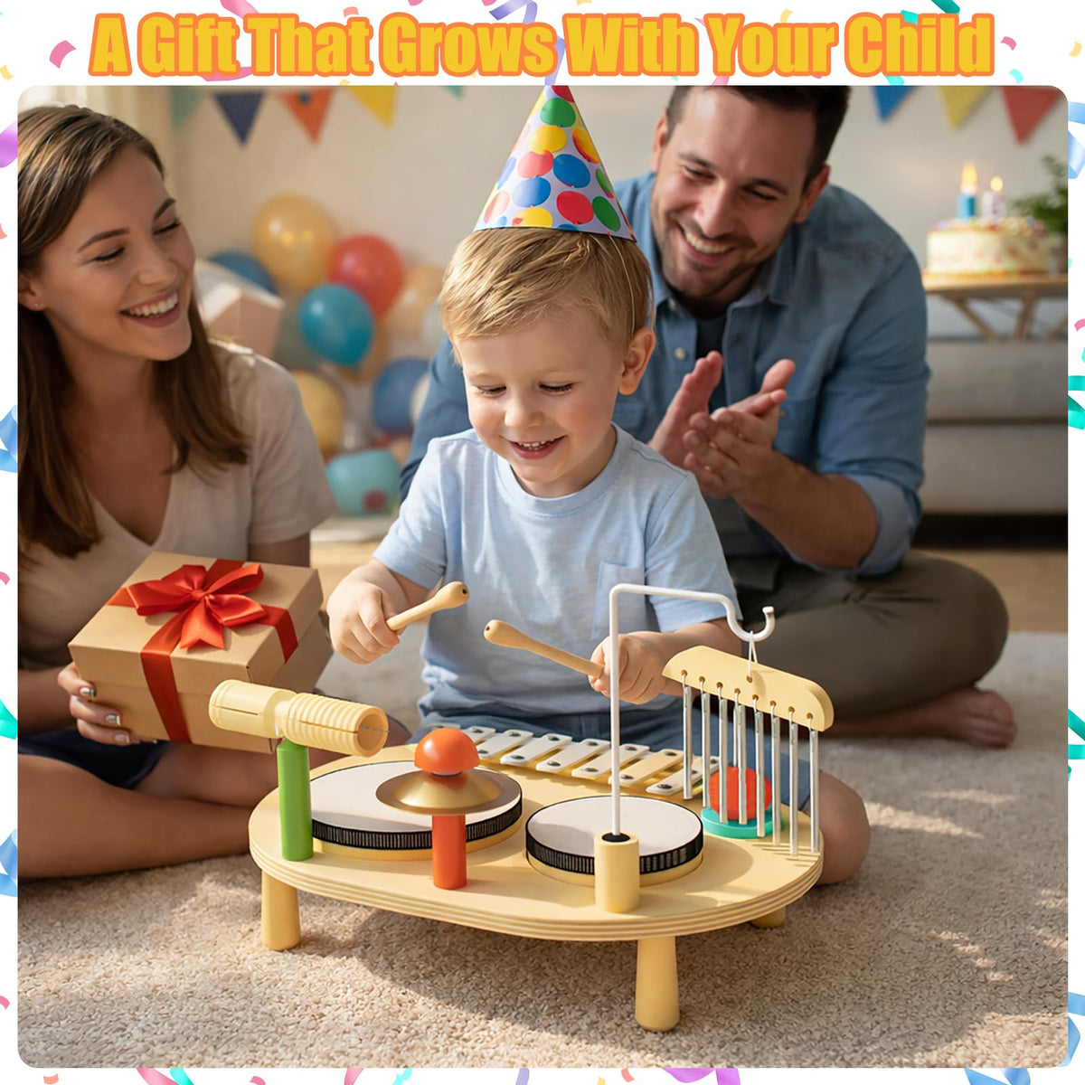 JOOMLAFLY baby drum set wooden construction highlights natural material