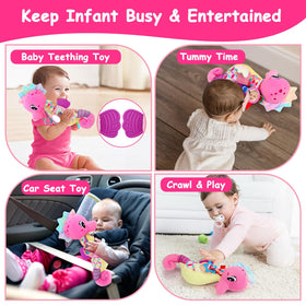 Joosharkidz seahorse teething plush soothes gums with safe surface
